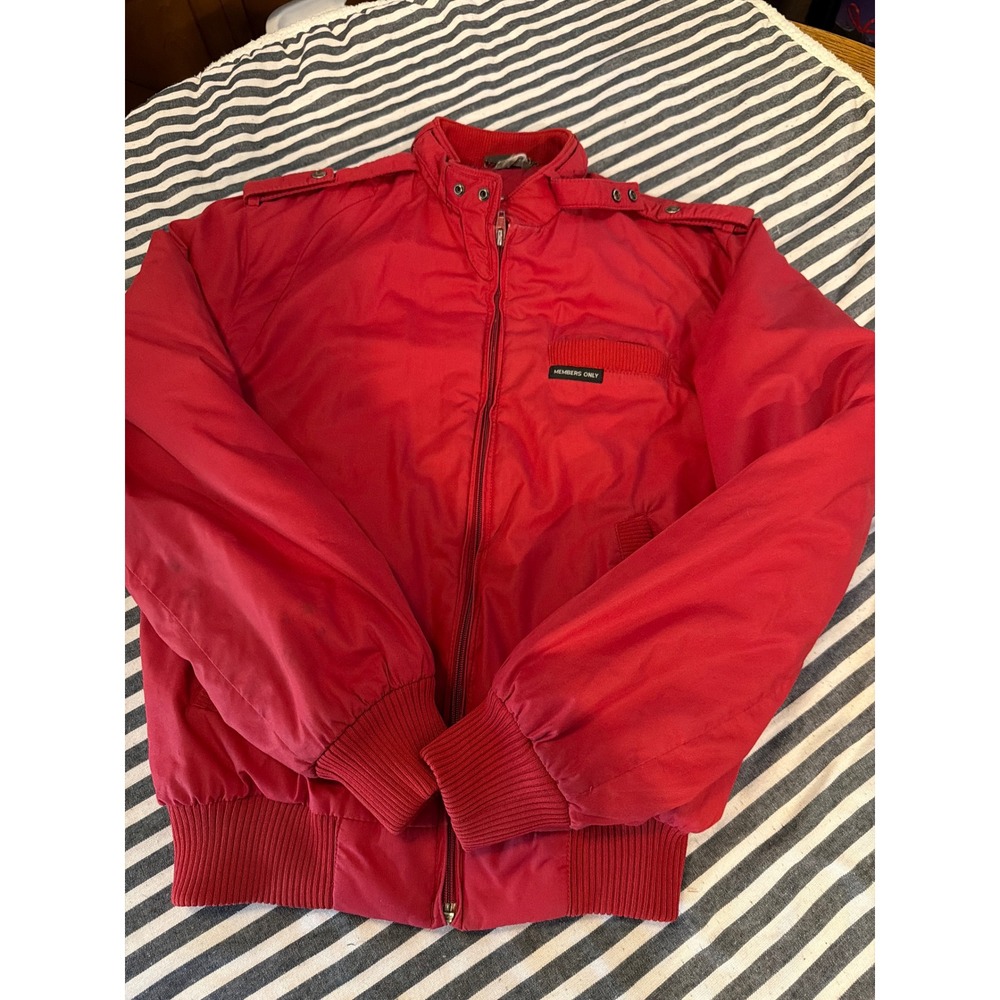 Vintage Members Only Red Racer Jacket Mens 36 80s Europe Craft Iconic Bomber